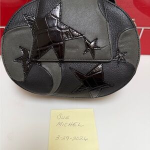 Hammitt Gregory Round Black Leather Shooting  Star  Crossbody Bag